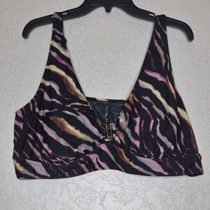 Torrid 4 Plus Size Multi Color Tiger Stripe V-Neck Bikini Swim Top